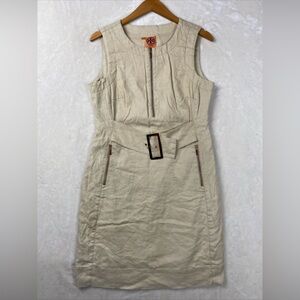 Tory Burch Sheath Dress Womens 8 Linen/Cotton Blend Gold Buckle Zippers